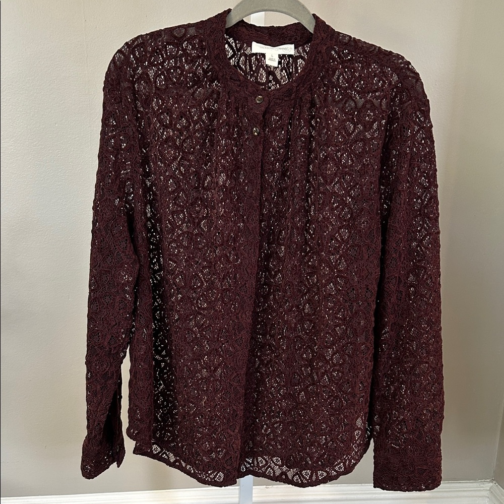 Treasure & Bond Burgundy Lace Blouse